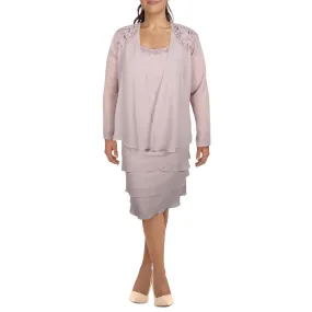 SL Fashions Womens Plus Chiffon Ombre Wear To Work Dress