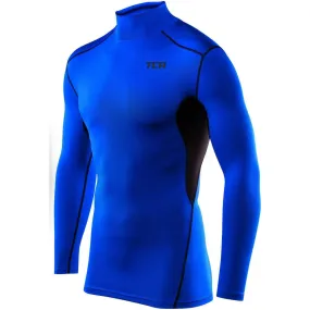 TCA HyperFusion Mock Neck Long Sleeve Mens Compression Top - Blue