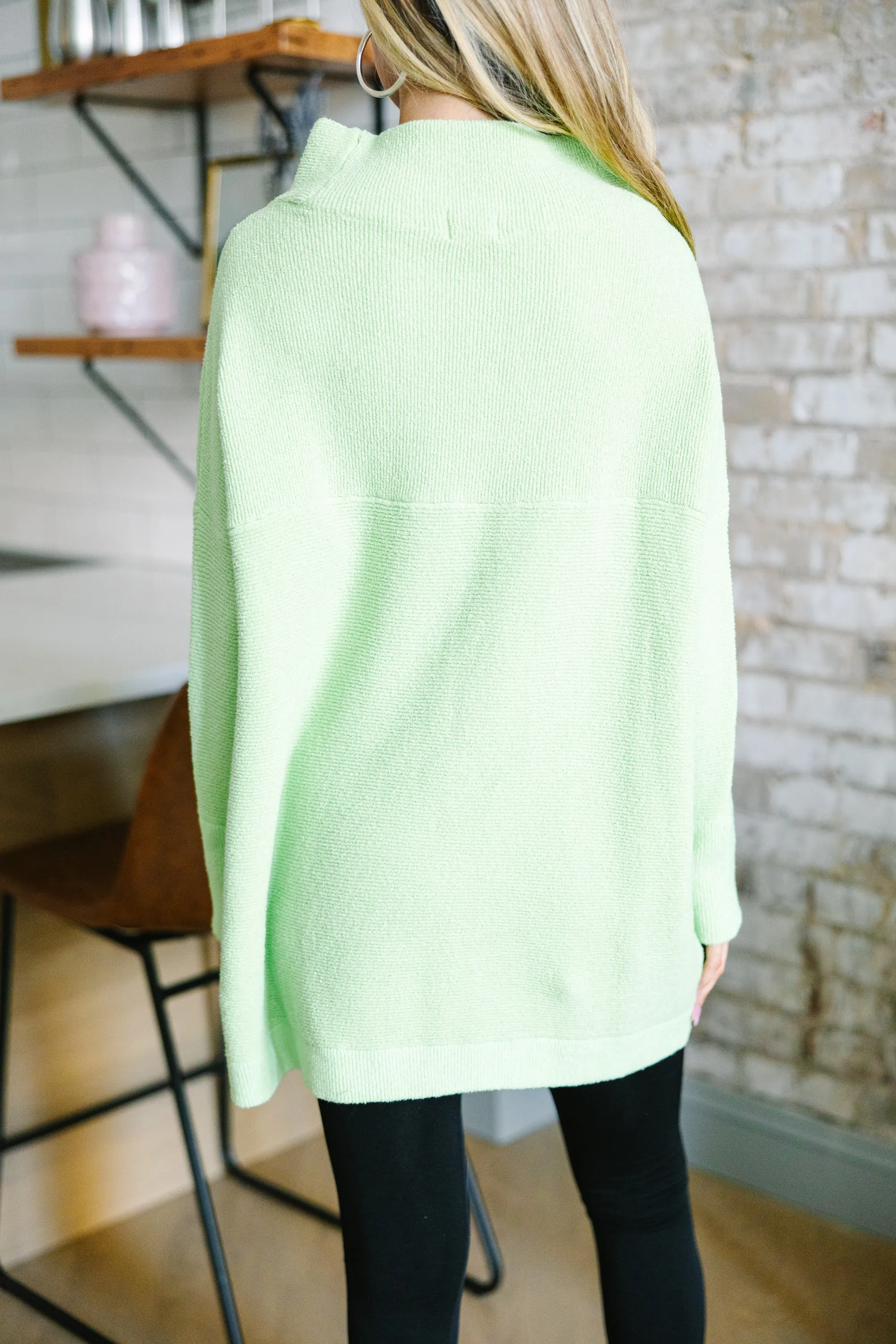 The Slouchy Pistachio Green Mock Neck Tunic