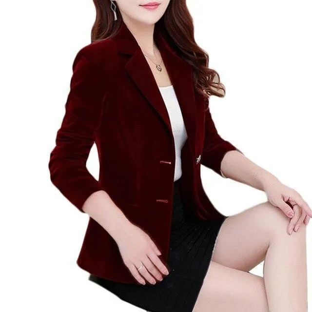 The Tender Velvet Blazer Women - Casual - Plain-Solid