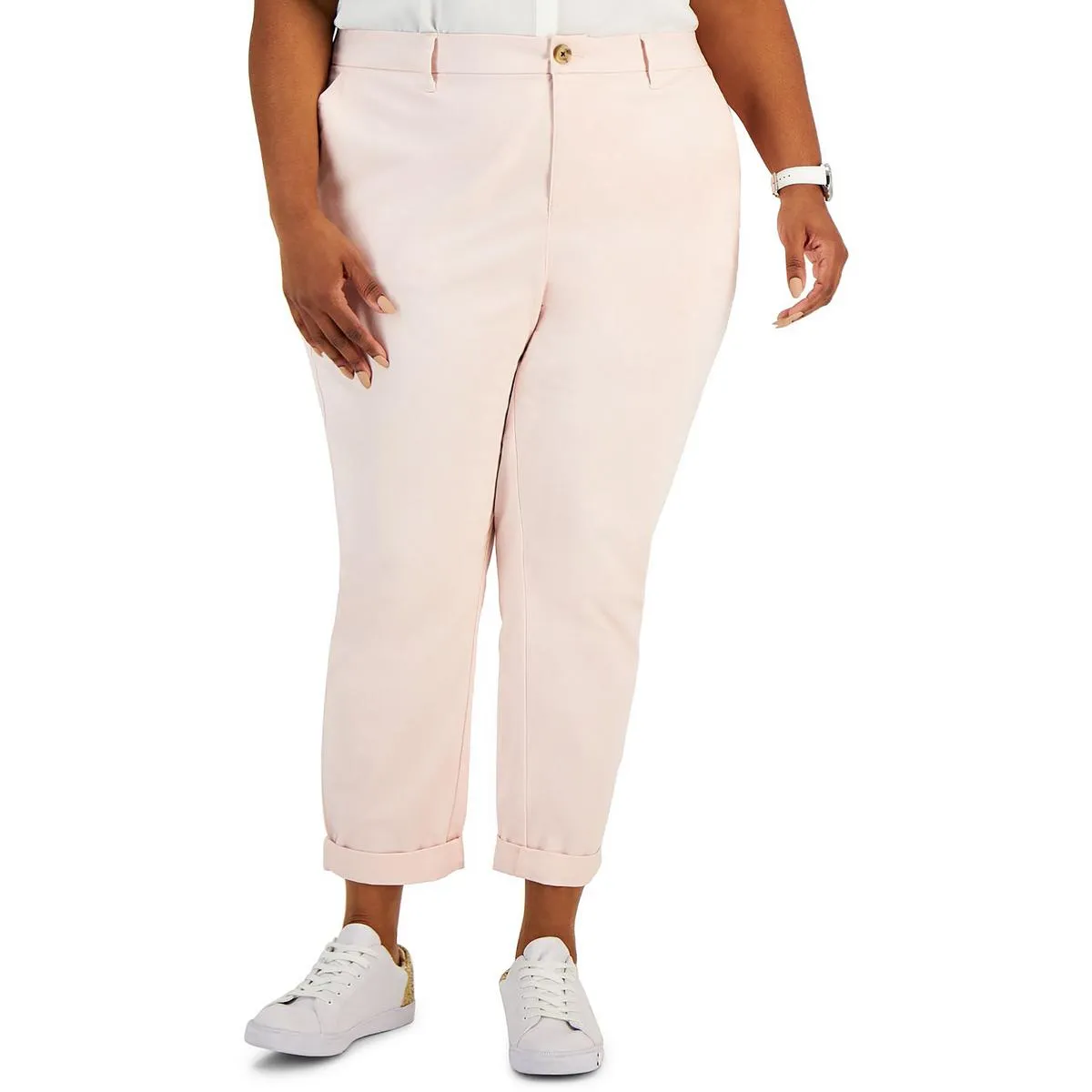 Tommy Hilfiger Womens Plus Hampton High Rise Straight Leg Chino Pants