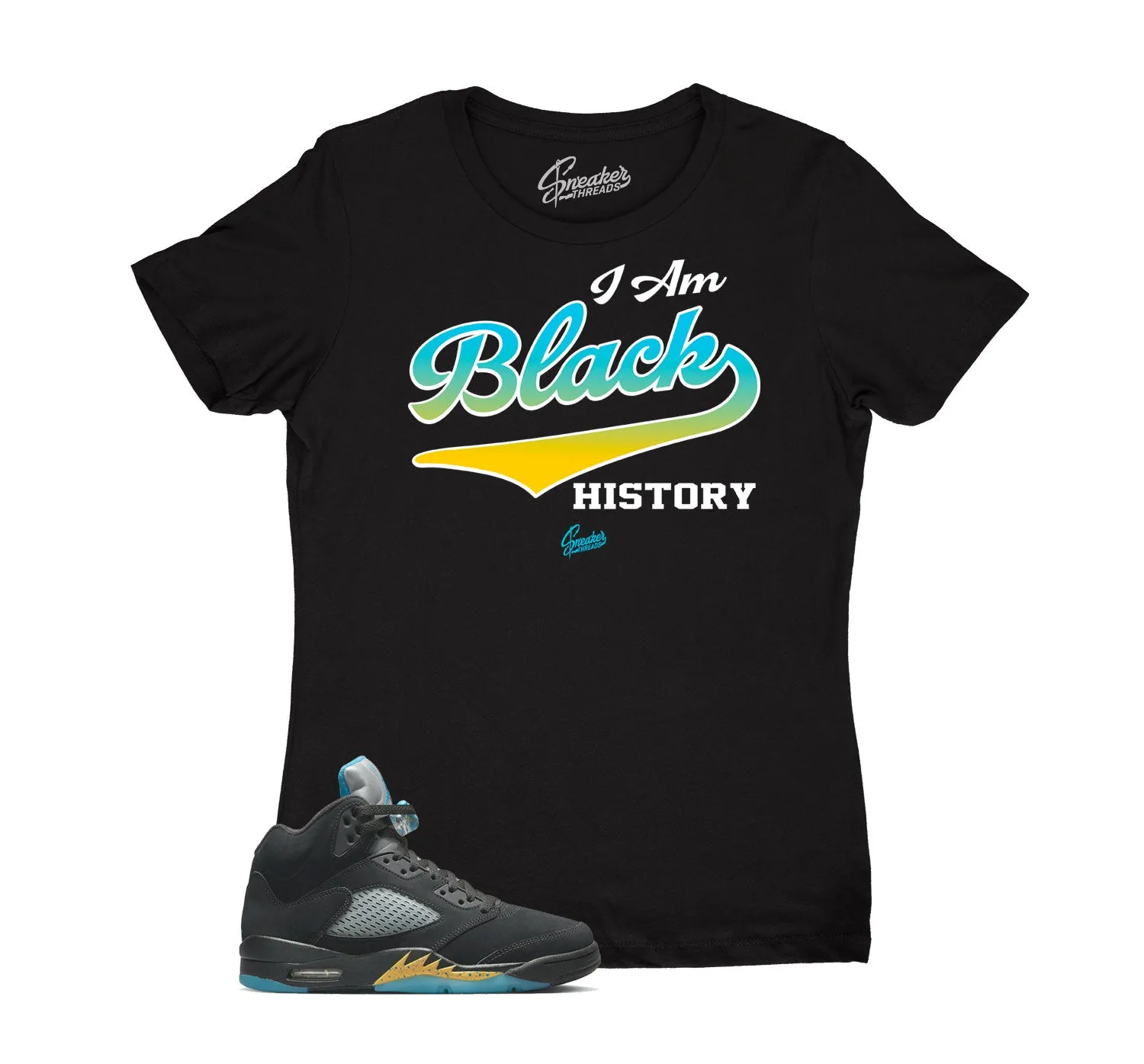 Womens Aqua 5 Shirt - I Am - Black