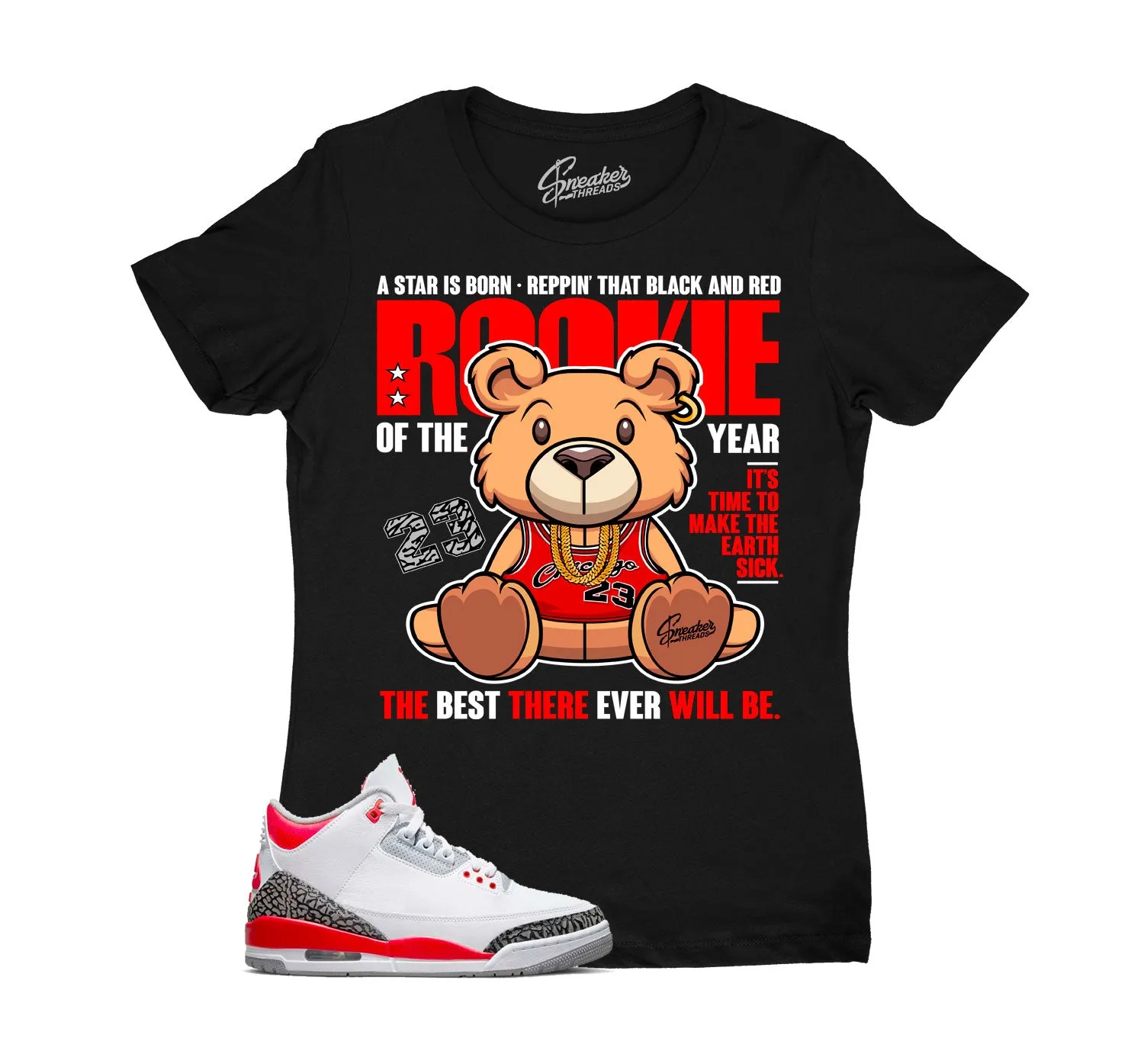 Womens - Fire Red 3 Rookie Bear Shirt