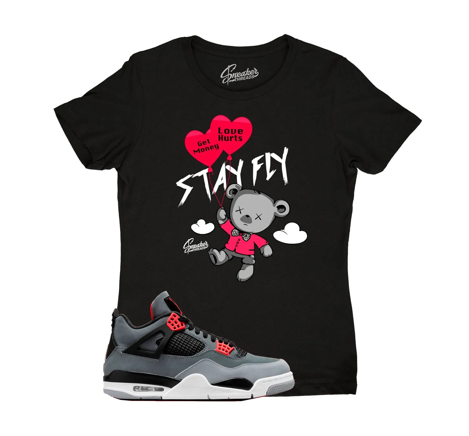 Womens Infrared 4 Shirt - Money Over Love - Black