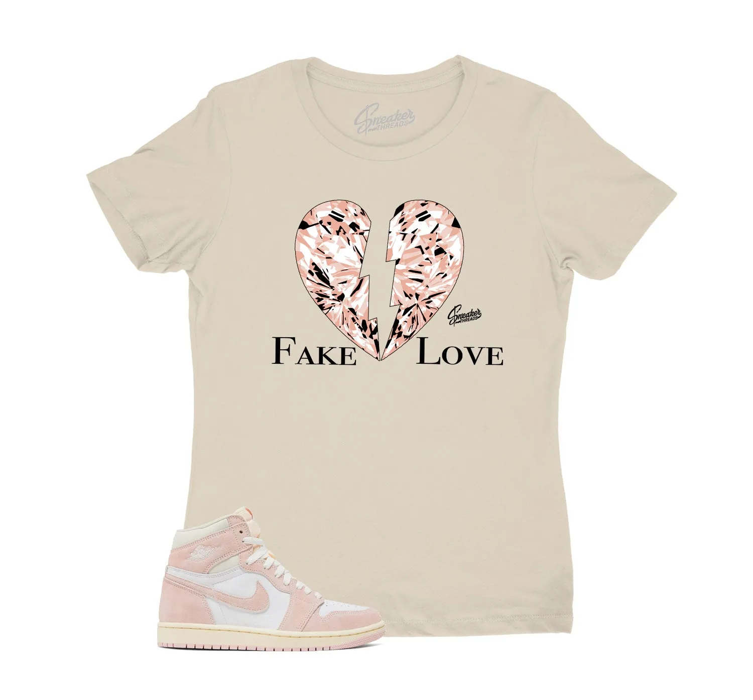 Womens Washed Pink 1 Shirt - Love - Natural